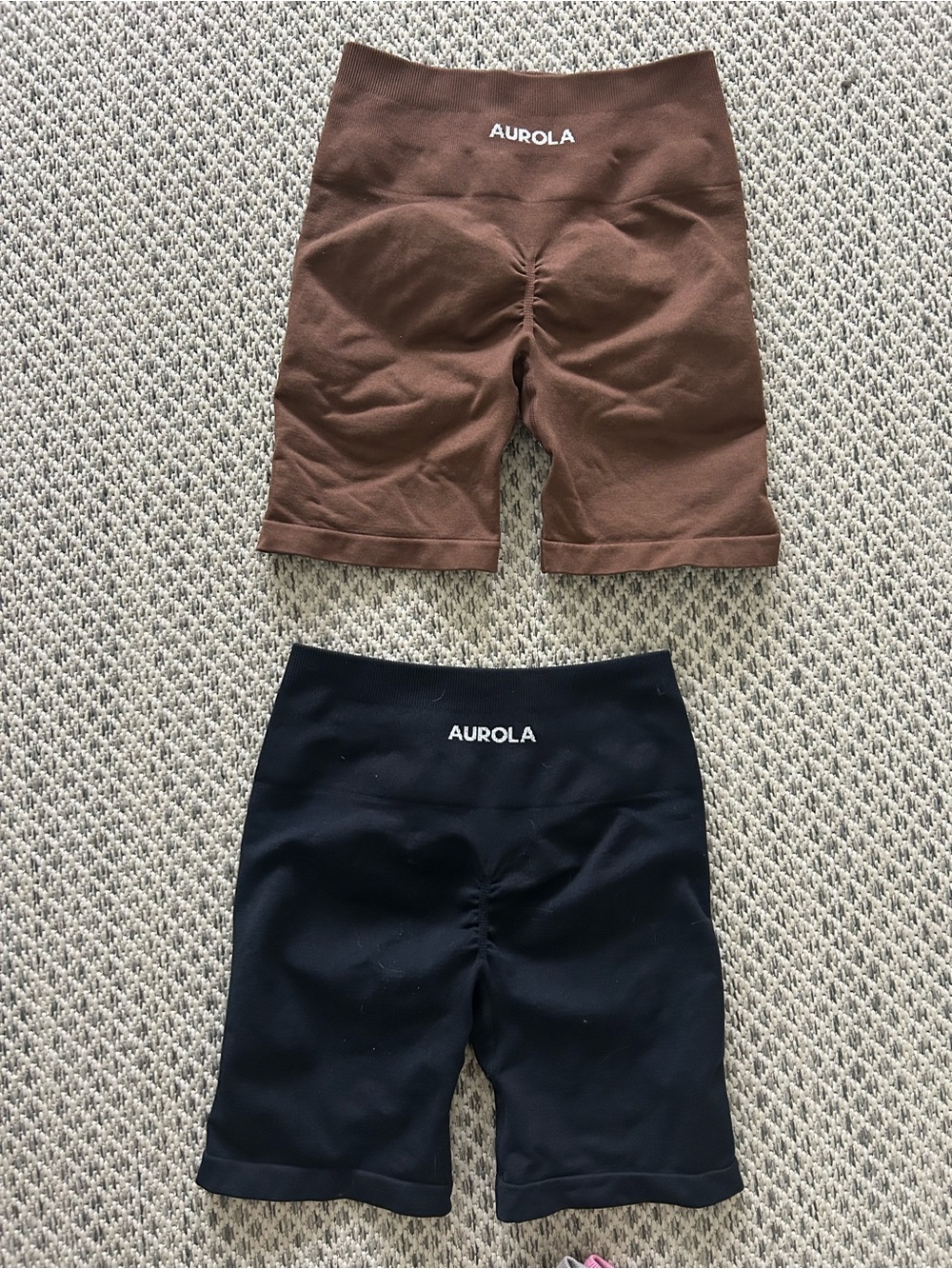 XS Aurola Stretch Bike Shorts - Brown and Black- subtle butt scrunch